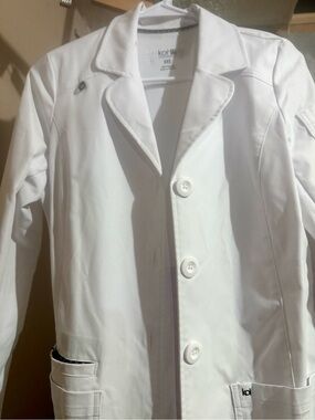 koi Women's White Button-Front Medical Blazer Jacket